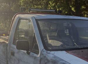 #7. Over bonnet looking at driver and passenger seat